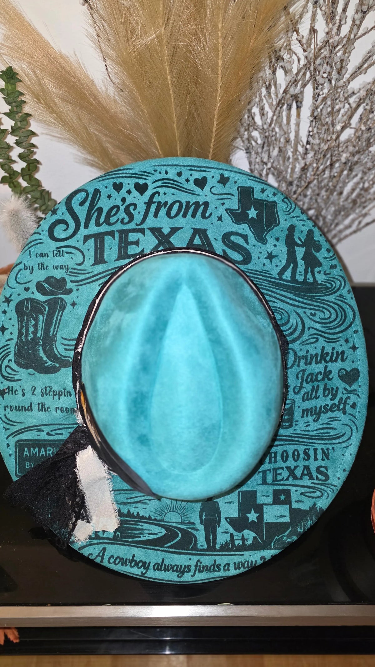 Pink laser engraved fedora with cowgirl spirit, inspired by Ella Langley's She's From Texas (photo 10)