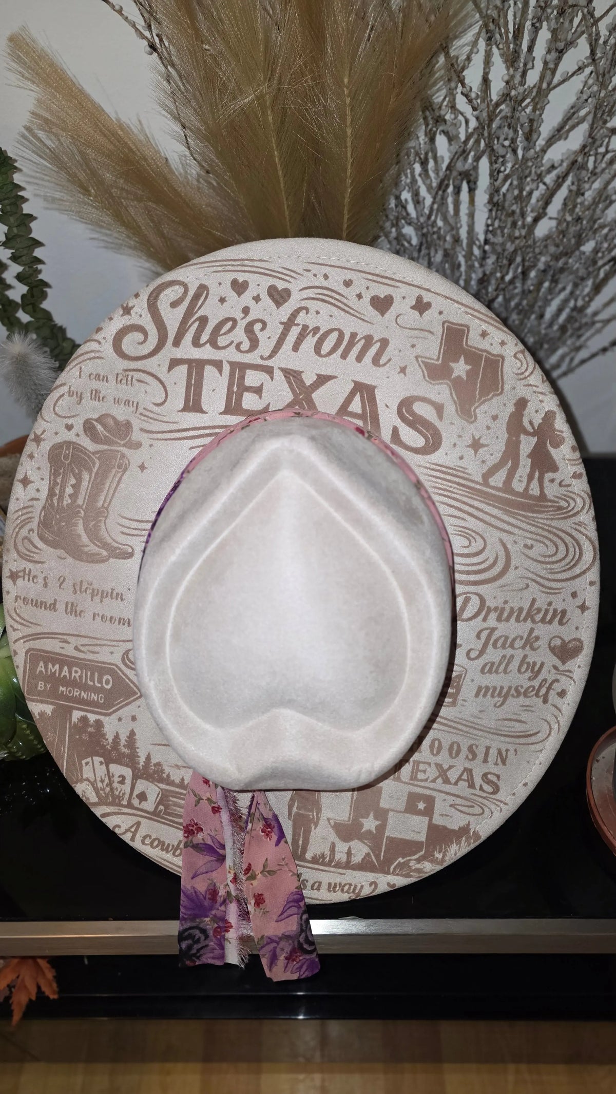 Heart shaped western fedora with an Ella Langley She's From Texas inspired design (photo 7)