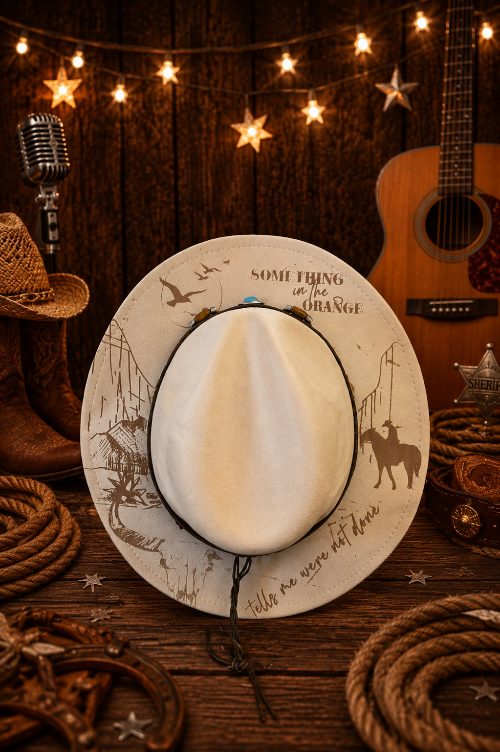 Engraved fedora inspired by Zach Bryan's Something in the Orange