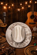Cattleman hat with a woodland fox illustration wrapped around the brim